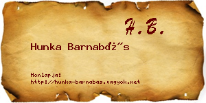 Hunka Barnabás névjegykártya